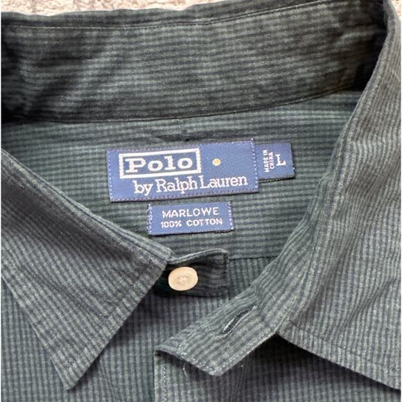 Polo Ralph Lauren Men's L Marlowe Button Down Shirt Pin Check Micro Plaid Green - Picture 2 of 5